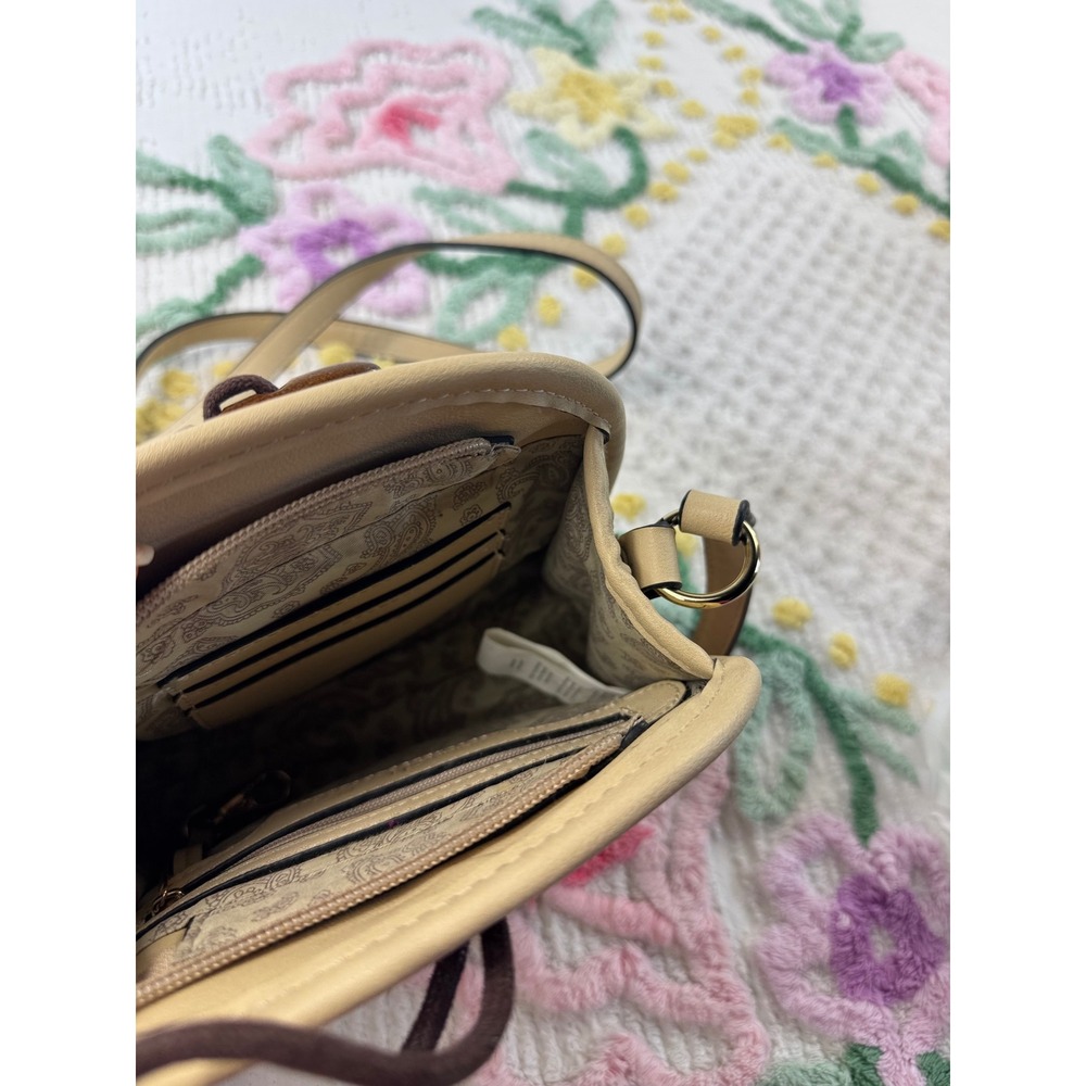 Simply Noelle Straw Woven Crossbody‎ Bag Beige Tan Multi Color Accent strap - Picture 10 of 12